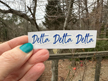 Load image into Gallery viewer, Sticker | DDD_D | Delta Delta Delta Signature | Waterproof Vinyl Sticker | White | Clear | Permanent | Removable | Window Cling | Glitter | Holographic