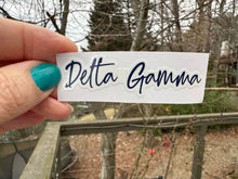 Load image into Gallery viewer, Sticker | DG_D | Delta Gamma Signature | Waterproof Vinyl Sticker | White | Clear | Permanent | Removable | Window Cling | Glitter | Holographic