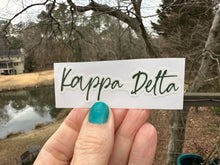 Load image into Gallery viewer, Sticker | KD_D | Kappa Delta Signature | Waterproof Vinyl Sticker | White | Clear | Permanent | Removable | Window Cling | Glitter | Holographic