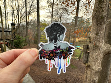 Load image into Gallery viewer, Sticker | 41A | Woman with Butterflies | Waterproof Vinyl Sticker | White | Clear | Permanent | Removable | Window Cling | Glitter | Holographic