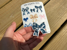Load image into Gallery viewer, Sticker Sheet | Toile Coquette Bows | Set of little planner stickers 5 X 7