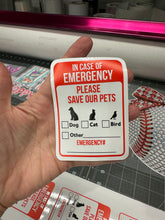 Load image into Gallery viewer, Emergency Static Cling | Rescue Pet Notice | Waterproof | Pet Rescue | Window Notification