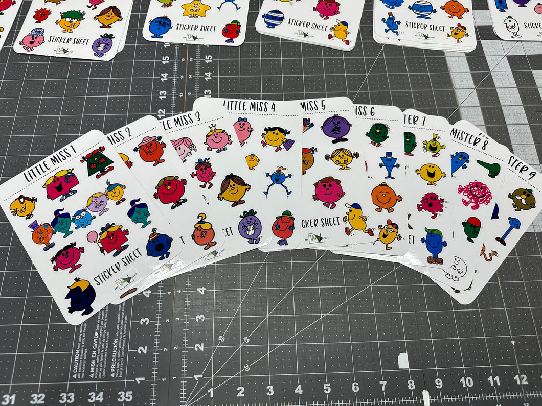Sticker Sheet Set of 9 Sheets little planner stickers Little Miss Little Mister