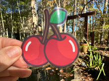 Load image into Gallery viewer, Sticker | 60C | Cherries | Waterproof Vinyl Sticker | White | Clear | Permanent | Removable | Window Cling | Glitter | Holographic