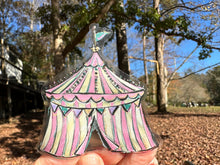Load image into Gallery viewer, Sticker | 15A | Pink Circus Tent | Waterproof Vinyl Sticker | White | Clear | Permanent | Removable | Window Cling | Glitter | Holographic