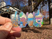 Load image into Gallery viewer, Sticker | 53I | Stitch Drinks | Waterproof Vinyl Sticker | Window Cling | Glitter | Holographic | Waterslide Decal