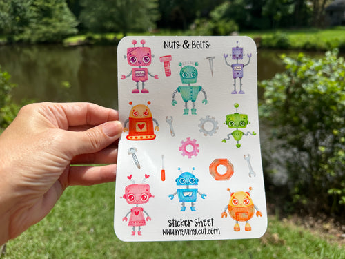Sticker Sheet 87 Set of little window clings static cling robots