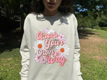 Load image into Gallery viewer, Hanes Perfect Sweats 80/20 Crewneck Sweatshirt with Grow Your Own Way Design applied using DTF size L