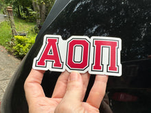 Load image into Gallery viewer, Alpha Omicron Pi Greek Letters Sorority Refrigerator Magnet 4.6 x 2 inches