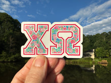 Load image into Gallery viewer, Sticker | XO_G | Chi Omega | Waterproof Vinyl Sticker | White | Clear | Permanent | Removable | Window Cling | Glitter | Holographic