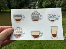 Load image into Gallery viewer, Sticker Sheet Set of little planner stickers Coffee and Coffee Accessories