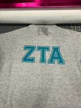 Load image into Gallery viewer, Mock Neck Sorority Greek Letters Oversized Heather Gray Sweatshirt Zeta Tau Alpha