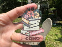 Load image into Gallery viewer, Sticker | 74H | COHO Book Stack | Waterproof Vinyl Sticker | White | Clear | Permanent | Removable | Window Cling | Glitter | Holographic