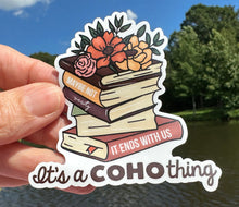 Load image into Gallery viewer, Sticker | 74H | COHO Book Stack | Waterproof Vinyl Sticker | White | Clear | Permanent | Removable | Window Cling | Glitter | Holographic