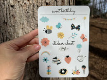 Load image into Gallery viewer, Sticker Sheet | Set 8 | planner stickers | Sweet Birthday | 5 x 7 inch sheet | permanent adhesive | waterproof ink