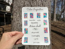 Load image into Gallery viewer, Sticker Sheet | Set 9 | planner stickers | Color Inspiration | 5 x 7 inch sheet | permanent adhesive | waterproof ink