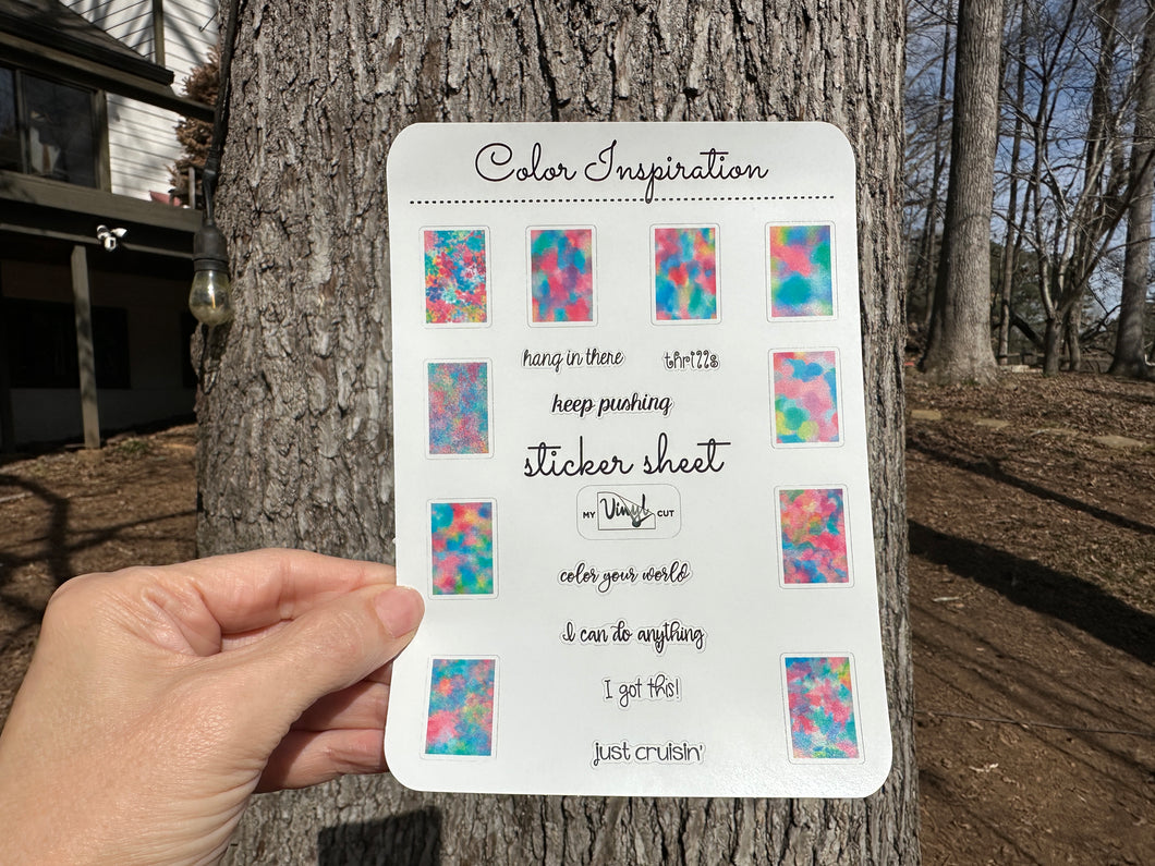 Sticker Sheet | Set 9 | planner stickers | Color Inspiration | 5 x 7 inch sheet | permanent adhesive | waterproof ink