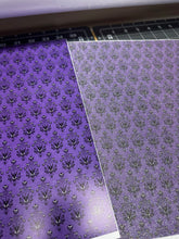Load image into Gallery viewer, Printed Vinyl &amp; HTV Purple Haunted Mansion (B) Wallpaper Patterns 12 x 12 inch sheet