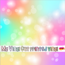 Load image into Gallery viewer, Printed Vinyl | Unicorn Pastel Bokeh I | Permanent Removable Adhesive | Permanent Glitter Adhesive | HTV | Glitter HTV | 12 x 12 inches | ONE Sheet