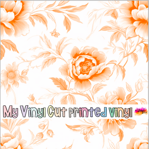 Printed Vinyl & HTV Orange Toile J Patterns 12 x 12 inch sheet