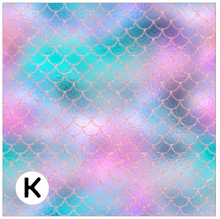 Load image into Gallery viewer, Printed HTV SPARKLING MERMAID SCALES Patterned Heat Transfer Vinyl 12 x 12 inch Sheet