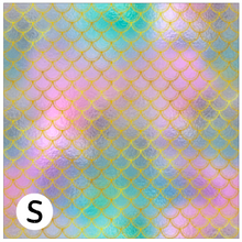 Load image into Gallery viewer, Printed HTV SPARKLING MERMAID SCALES Patterned Heat Transfer Vinyl 12 x 12 inch Sheet