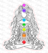 Load image into Gallery viewer, Sticker | 7E | Yoga Girl | Waterproof Vinyl Sticker | White | Clear | Permanent | Removable | Window Cling | Glitter | Holographic