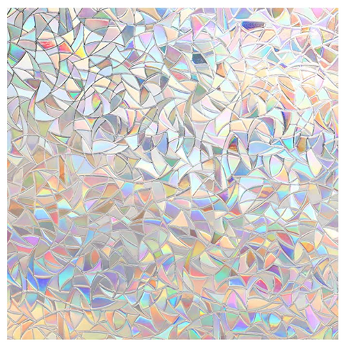 Window Privacy Film Rainbow Window Cling 3D Decorative Stained Glass Window Covering Static Cling Non-Adhesive Removable Window Sticker Sun