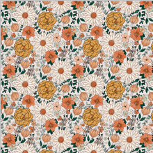 Load image into Gallery viewer, Printed Vinyl &amp; HTV Retro Boho Flowers Orange Patterns 12 x 12 inch sheet