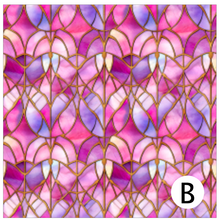 Load image into Gallery viewer, Printed Vinyl &amp; HTV Pink and Purple Stained Glass Windows Patterns 12 x 12 inch sheet