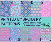 Load image into Gallery viewer, Printed Vinyl &amp; HTV Embroidery Patterns 12 x 12 inch sheet