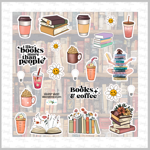 Sticker Sheet Book Lover Reading theme Full 12 x 12 inch Sheet