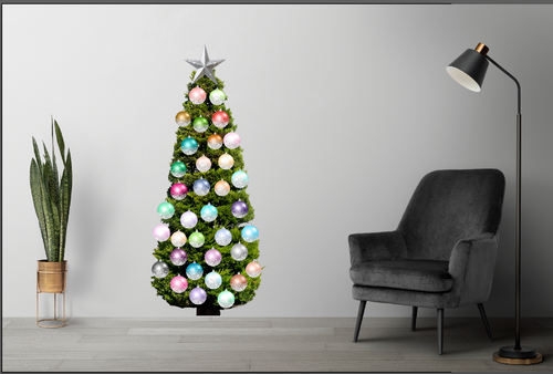 Sticker Sheet Christmas Tree and Set of Bulbs Removable Wall Vinyl