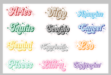 Load image into Gallery viewer, Sticker Sheet | Set of little Fancy Zodiac Names planner stickers 5 X 7