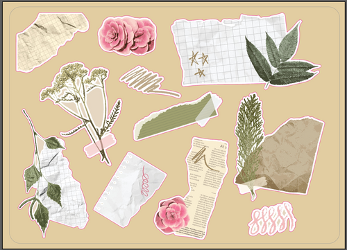Sticker Sheet | Set of Delicate Torn Paper Stickers |