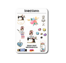 Load image into Gallery viewer, Sticker Sheet |  | Set of little planner stickers Sewing Queen Light Skin 5 X 7