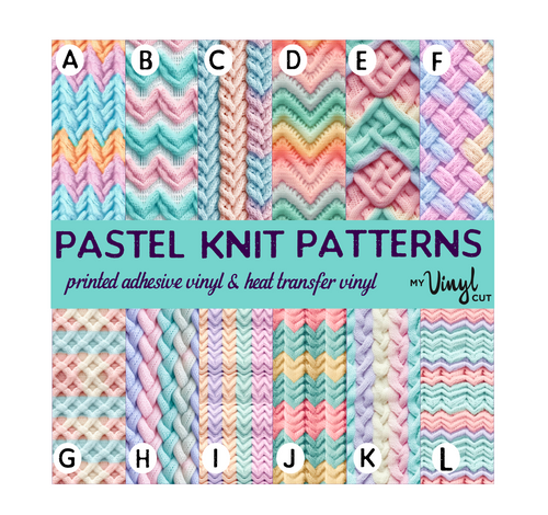 Printed Vinyl, HTV & Waterslide Pastel Knit Patterns 12 x 12 inch sheet