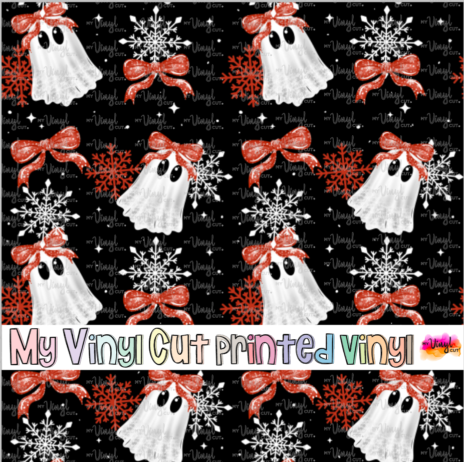 Printed Vinyl HTV & Waterslide Ghosts Snowflakes Patterns 12 x 12 inch sheet