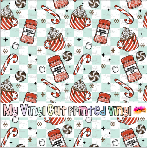 Printed Vinyl HTV & Waterslide Peppermint Patterns 12 x 12 inch sheet