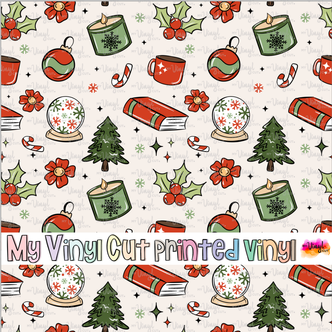 Printed Vinyl HTV & Waterslide Green and Red Cozy Christmas Patterns 12 x 12 inch sheet