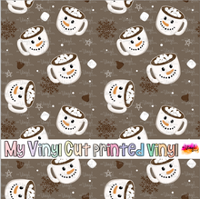 Load image into Gallery viewer, Printed Vinyl HTV &amp; Waterslide Snowman Mug Christmas Patterns 12 x 12 inch sheet