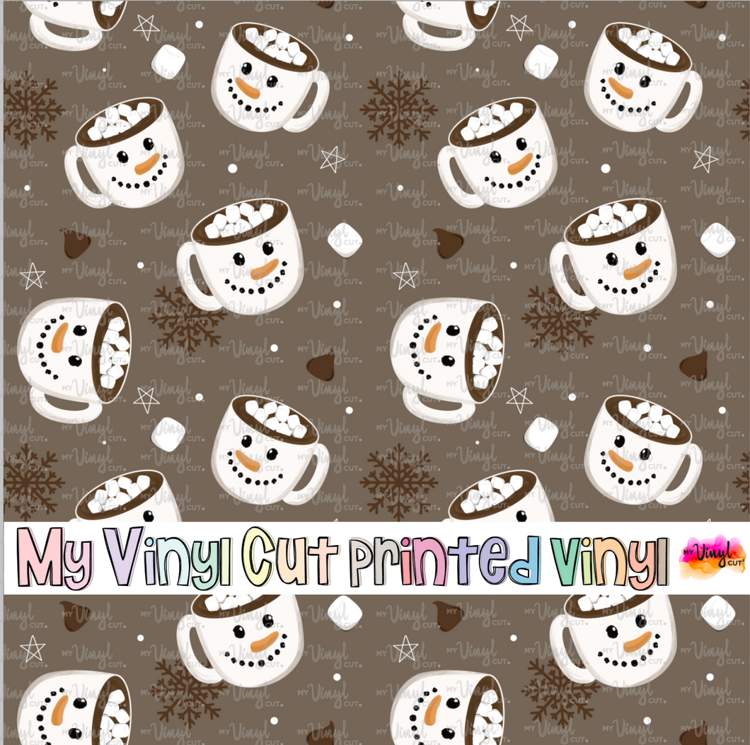 Printed Vinyl HTV & Waterslide Snowman Mug Christmas Patterns 12 x 12 inch sheet
