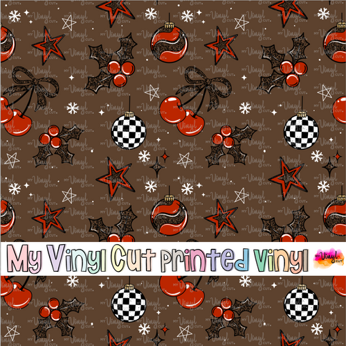 Printed Vinyl HTV & Waterslide Christmas Merry Vibes Patterns 12 x 12 inch sheet