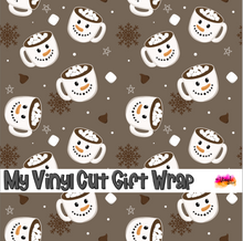 Load image into Gallery viewer, Christmas Gift Wrap Printed Wrapping Paper Snowman Cocoa Brown
