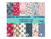 Load image into Gallery viewer, Printed Vinyl, HTV &amp; Waterslide Winter Nutcracker Patterns 12 x 12 inch sheet