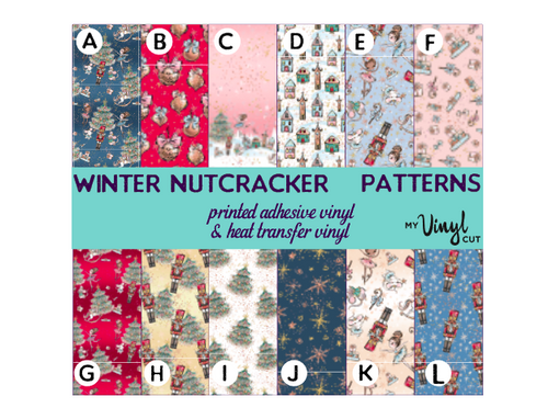 Printed Vinyl, HTV & Waterslide Winter Nutcracker Patterns 12 x 12 inch sheet