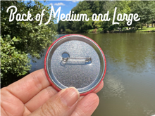 Load image into Gallery viewer, Pin Back Button Goose with pink bows