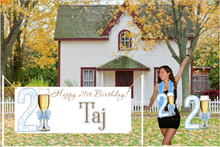 Load image into Gallery viewer, 21st Birthday Party Decor Sign Necklace Yard Sign Easel Sign Banner Stickers