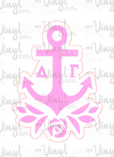 Load image into Gallery viewer, Sticker | DG | Delta Gamma Logo | Waterproof Vinyl Sticker | White | Clear | Permanent | Removable | Window Cling | Glitter | Holographic