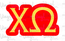 Load image into Gallery viewer, Sticker | Chi-O | Chi Omega Greek Letters | Waterproof Vinyl Sticker | White | Clear | Permanent | Removable | Window Cling | Glitter | Holographic